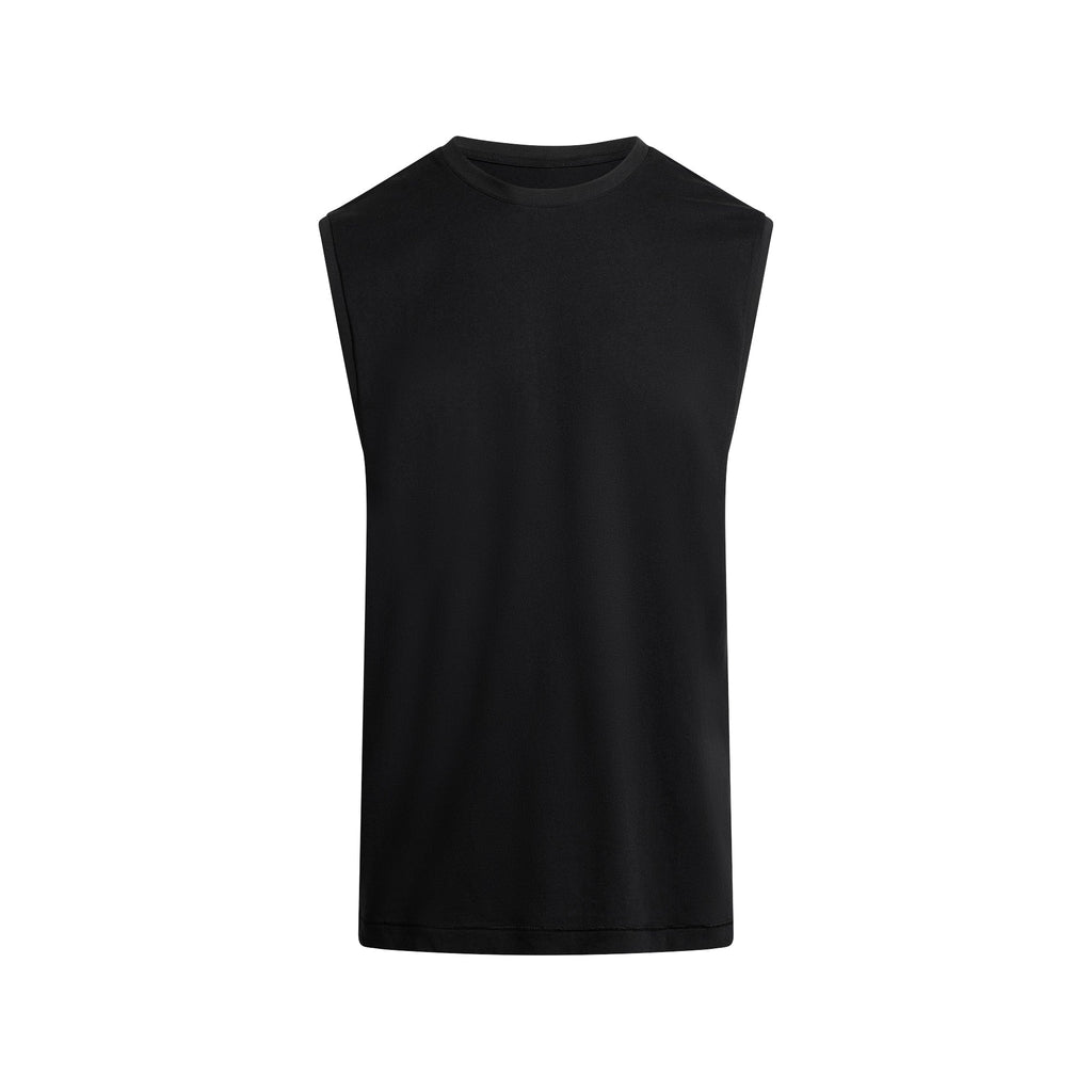 SKIMS COTTON MENS RELAXED SLEEVELESS SHIRT | ONYX