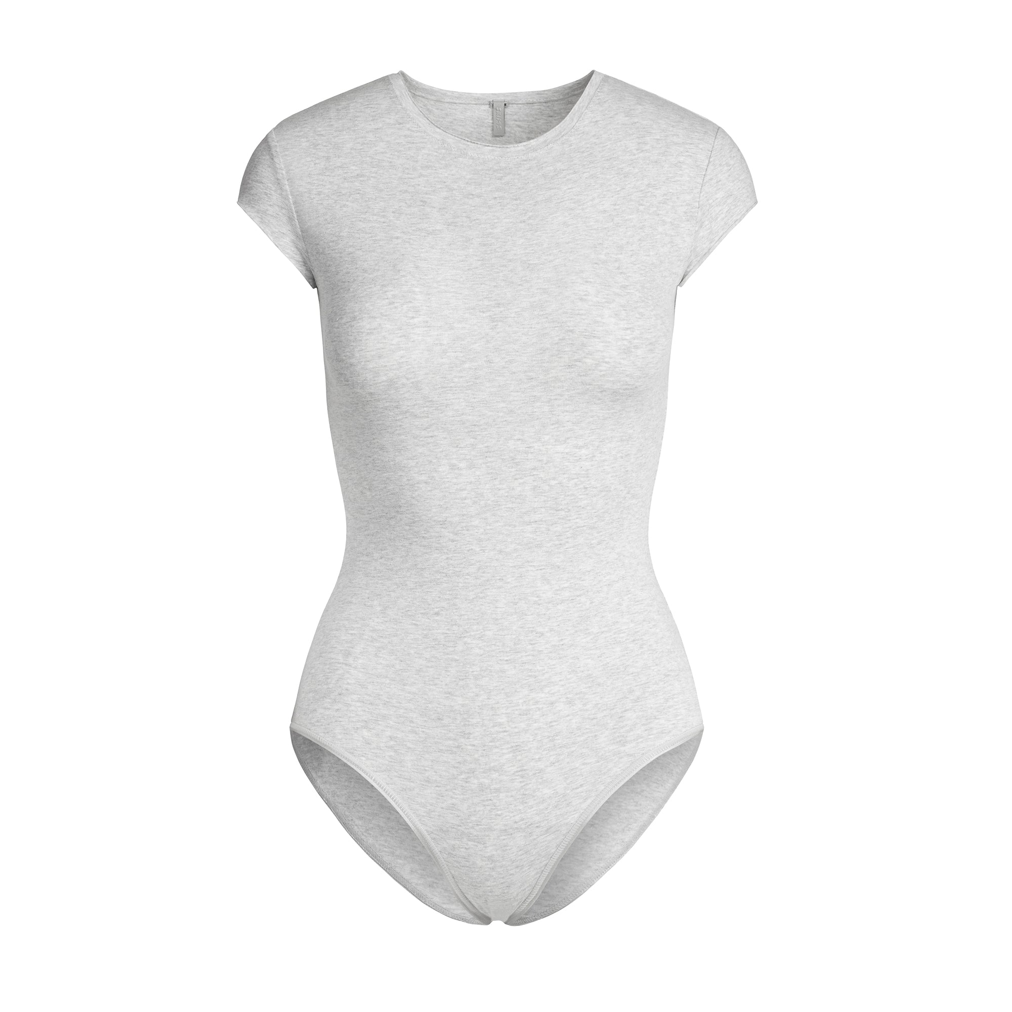 COTTON JERSEY T-SHIRT BRIEF BODYSUIT | LIGHT HEATHER GREY