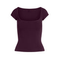 COTTON JERSEY SCOOP NECK T-SHIRT | CURRANT