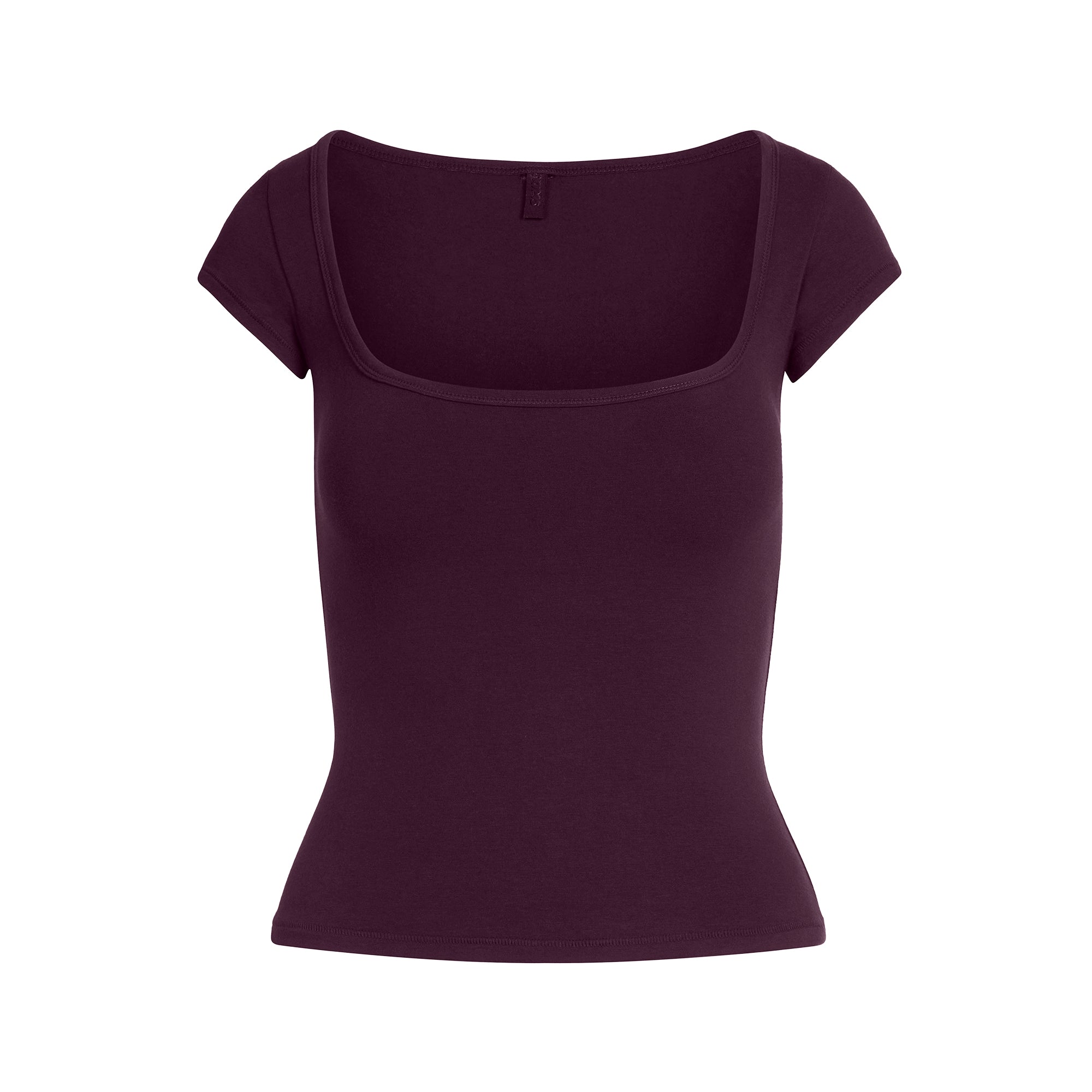 COTTON JERSEY SCOOP NECK T-SHIRT | CURRANT