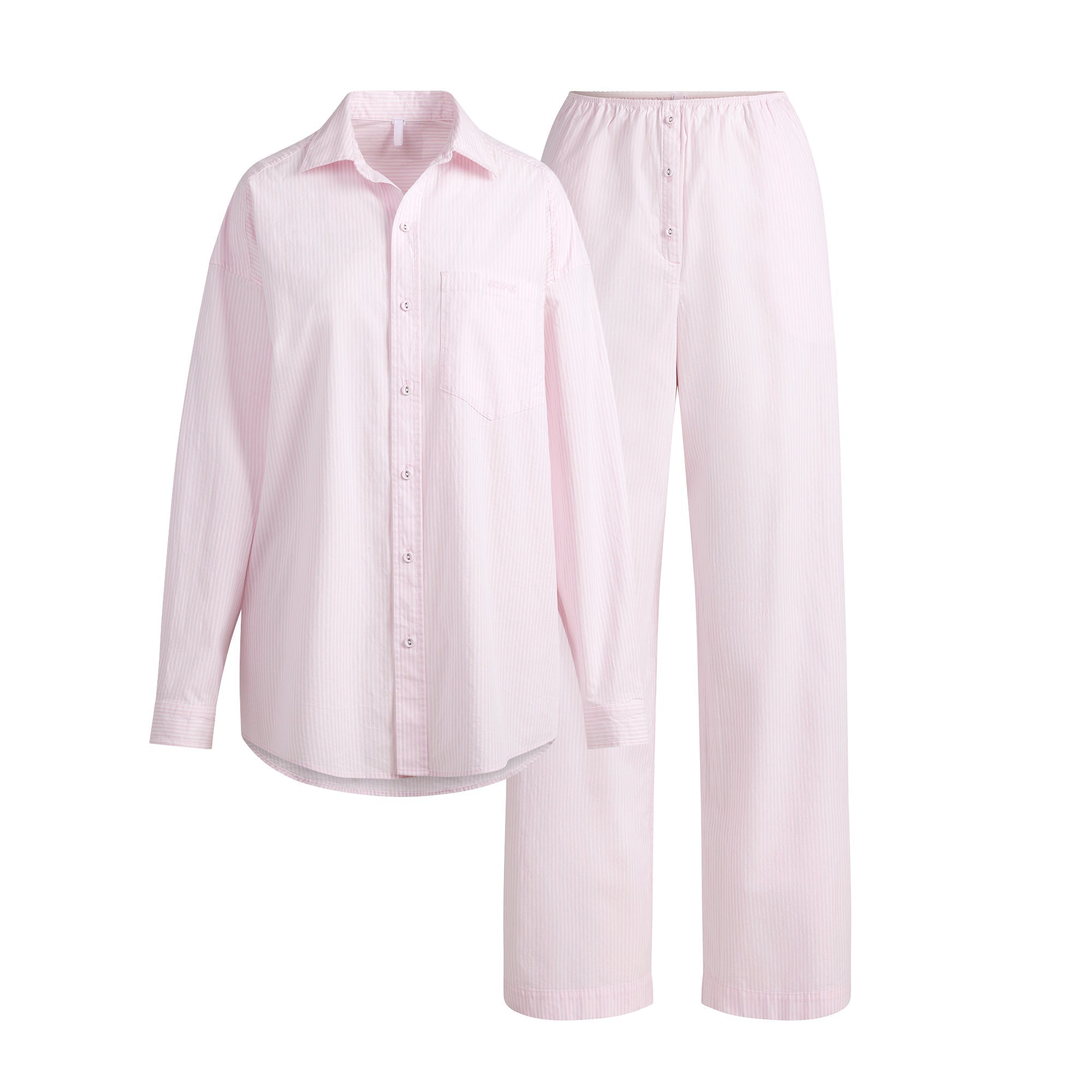 COTTON POPLIN OVERSIZED SLEEP SET | CHERRY BLOSSOM STRIPE