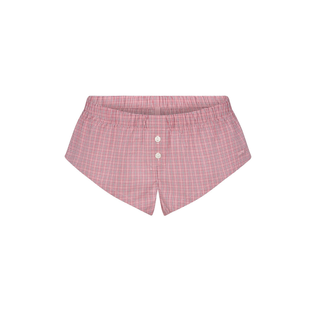 COTTON POPLIN MICRO SHORT SLEEP SET | BERRY CHECK