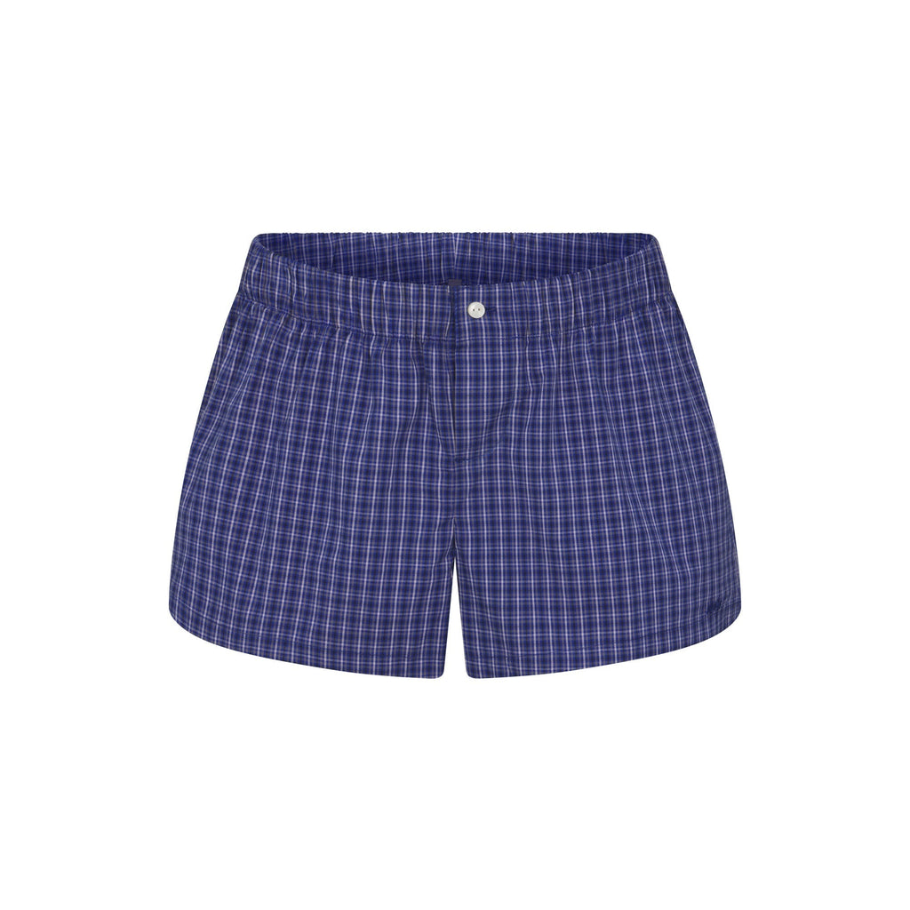 COTTON POPLIN BOXER SLEEP SET | NAVY CHECK