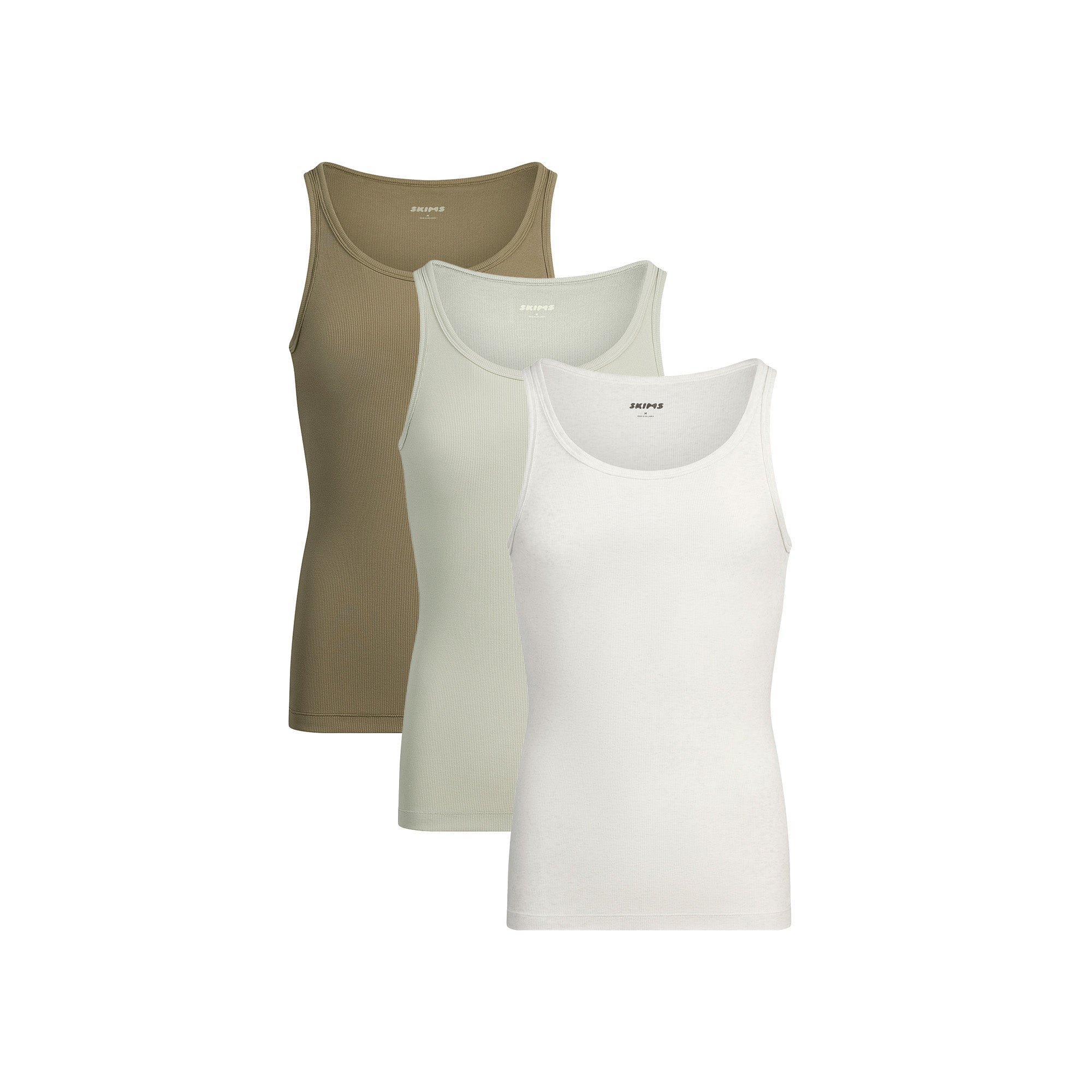 SKIMS COTTON MENS RIB TANK 3-PACK | ARMY MULTI