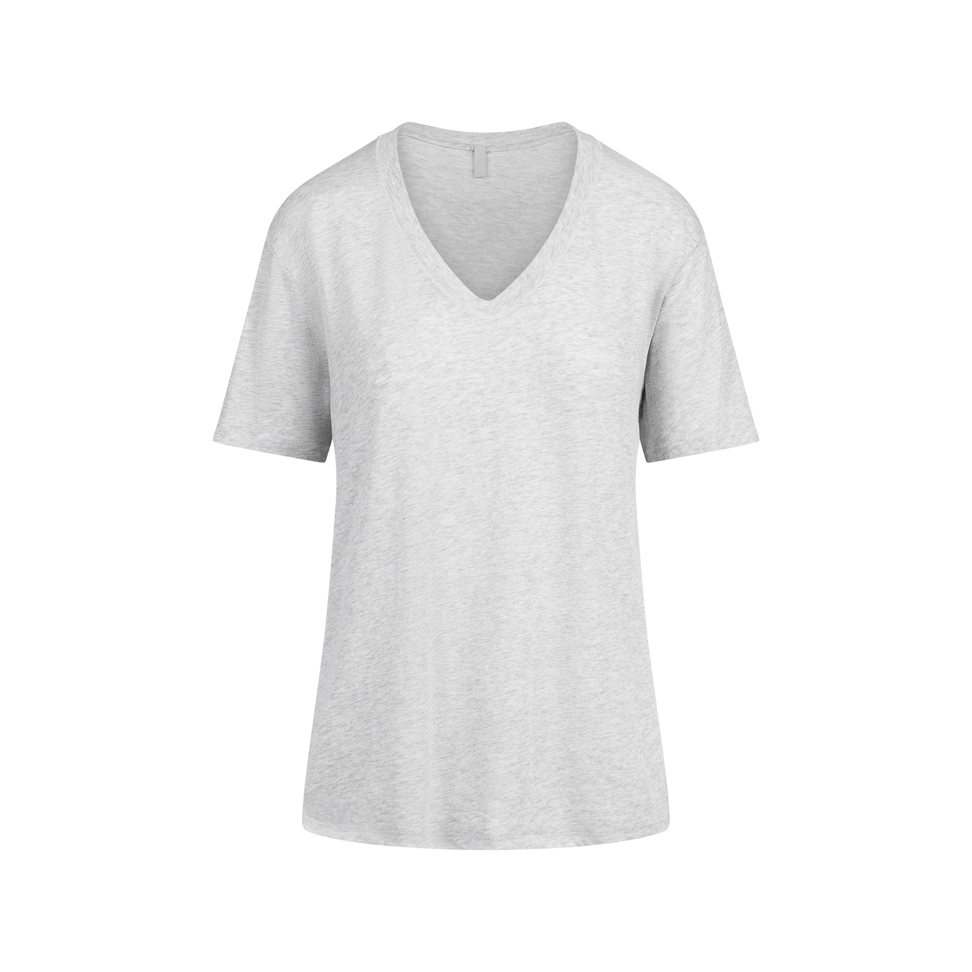 SHEER JERSEY V-NECK T-SHIRT | LIGHT HEATHER GREY