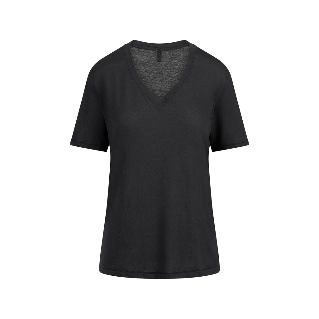 SHEER JERSEY V-NECK T-SHIRT | SOOT