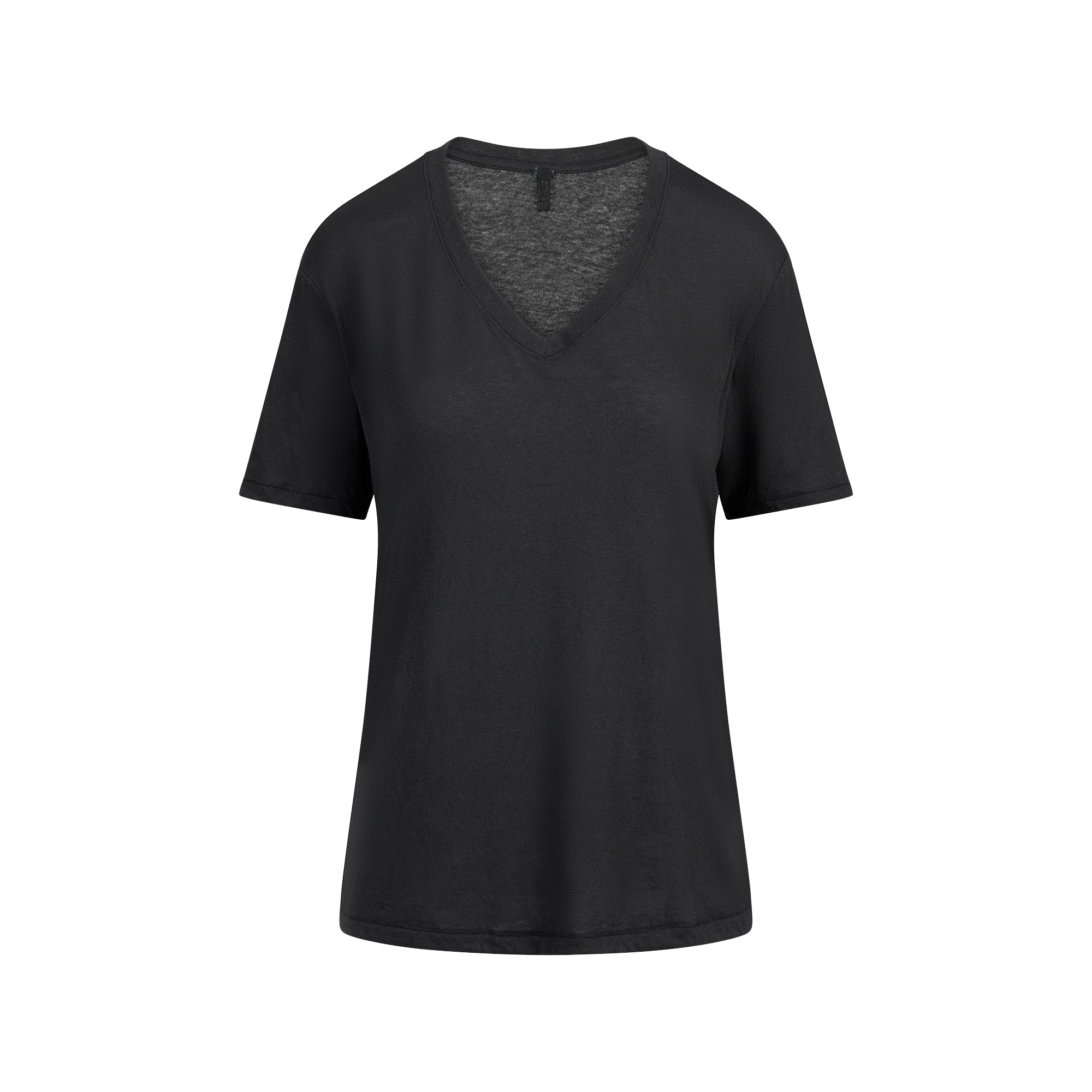 SHEER JERSEY V-NECK T-SHIRT | SOOT