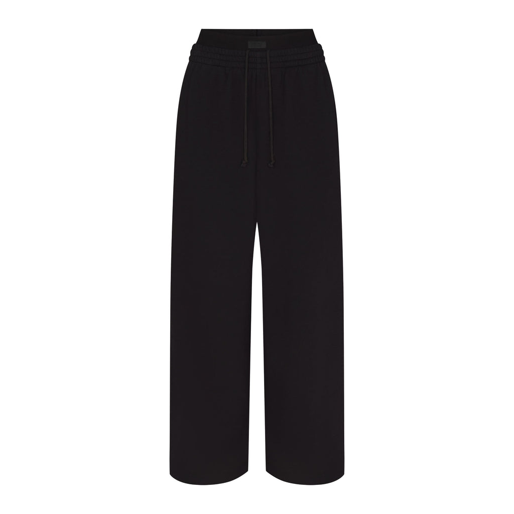COTTON FLEECE OVERSIZED DOUBLE WAISTBAND PANT | ONYX