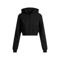 COTTON FLEECE CROPPED ZIP UP HOODIE | ONYX