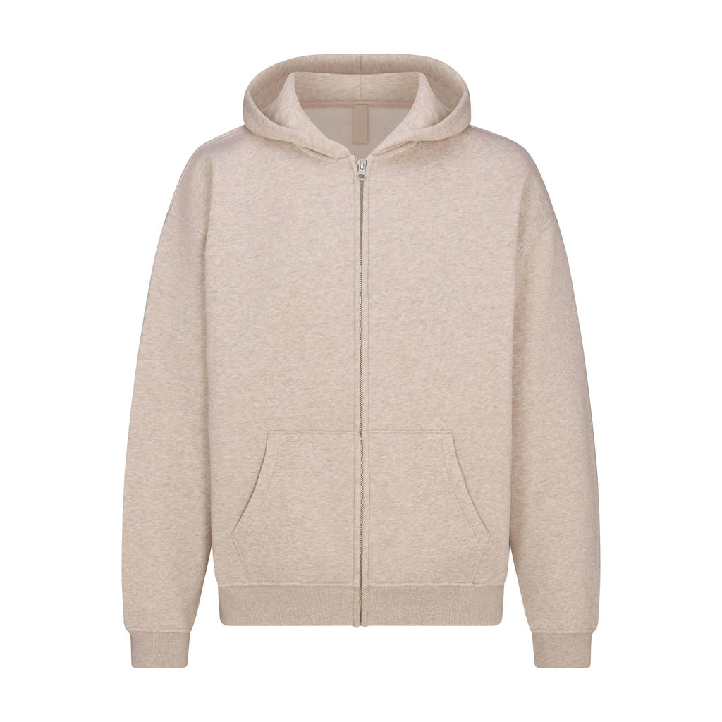 FLEECE LOUNGE MENS RELAXED ZIP UP HOODIE | DESERT HEATHER