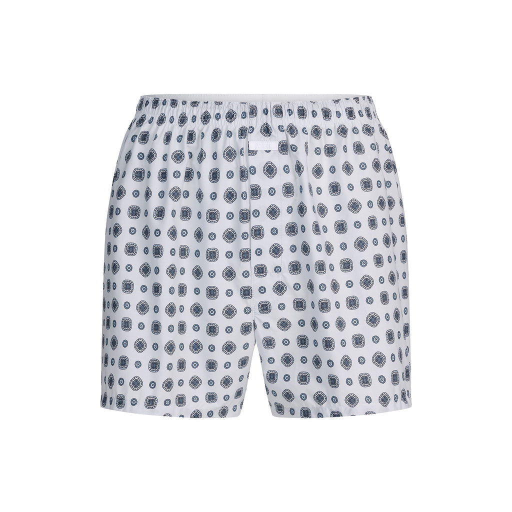 COTTON POPLIN MENS BOXER | PLATINUM FOULARD PRINT
