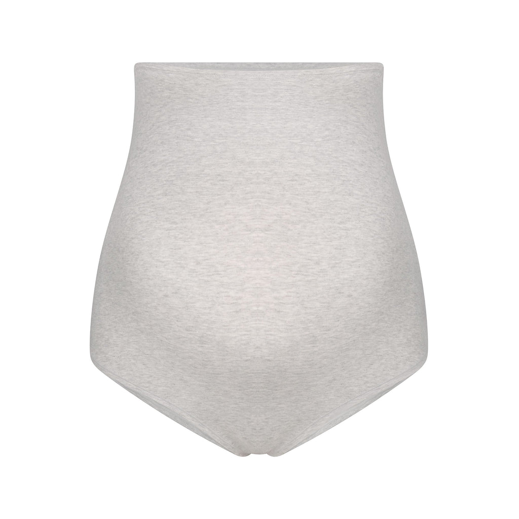 COTTON JERSEY MATERNITY HIGH-WAISTED BRIEF | LIGHT HEATHER GREY