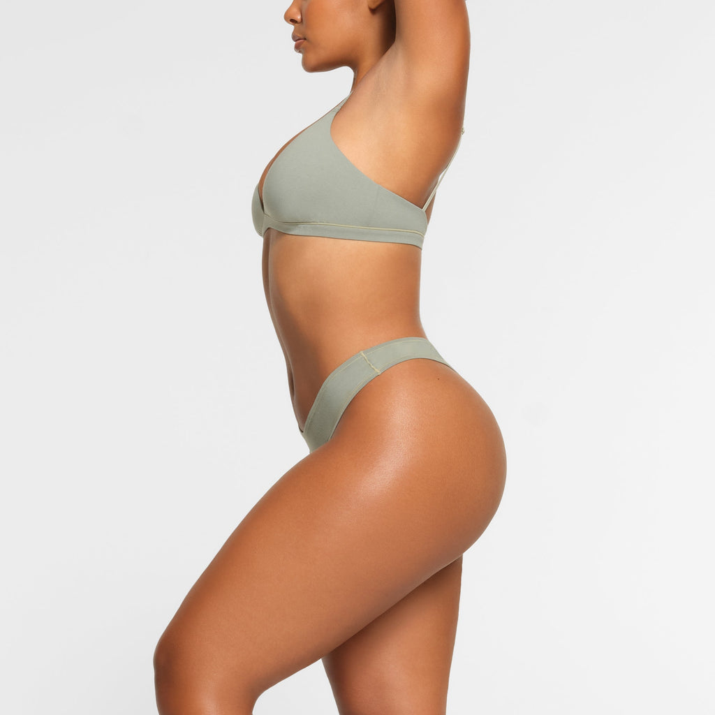 COTTON JERSEY DIPPED THONG | MINERAL