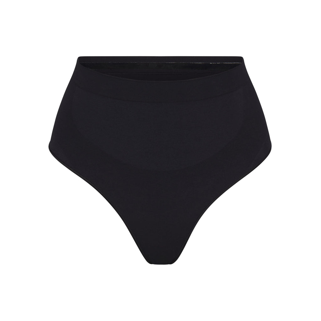 SEAMLESS SCULPT MID WAIST THONG | ONYX