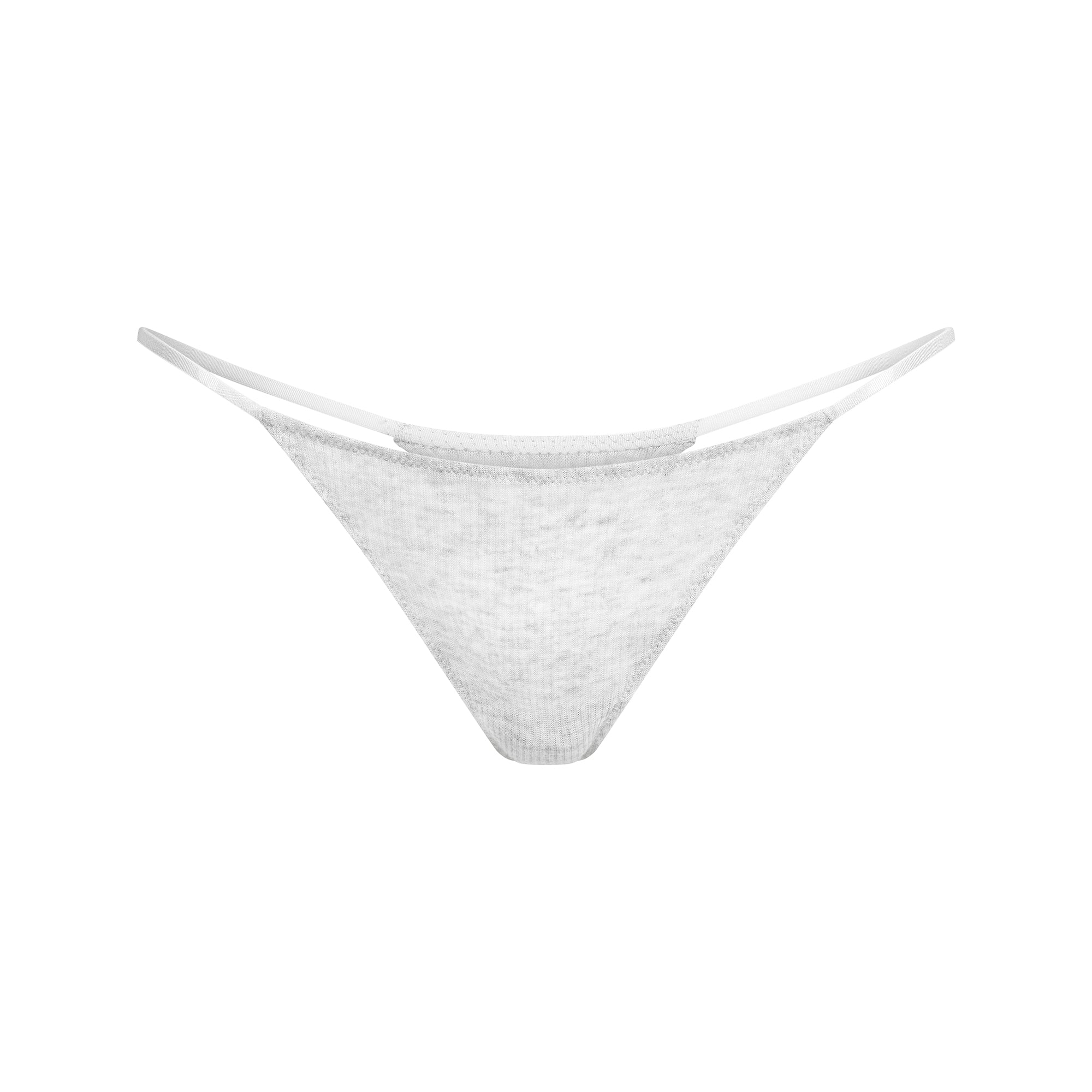 SHEER RIB STRING THONG | LIGHT HEATHER GREY