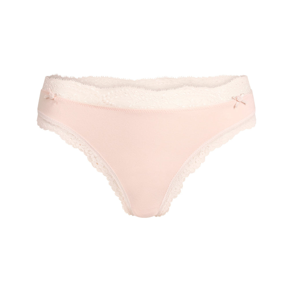 COTTON JERSEY LACE THONG | PRIMROSE
