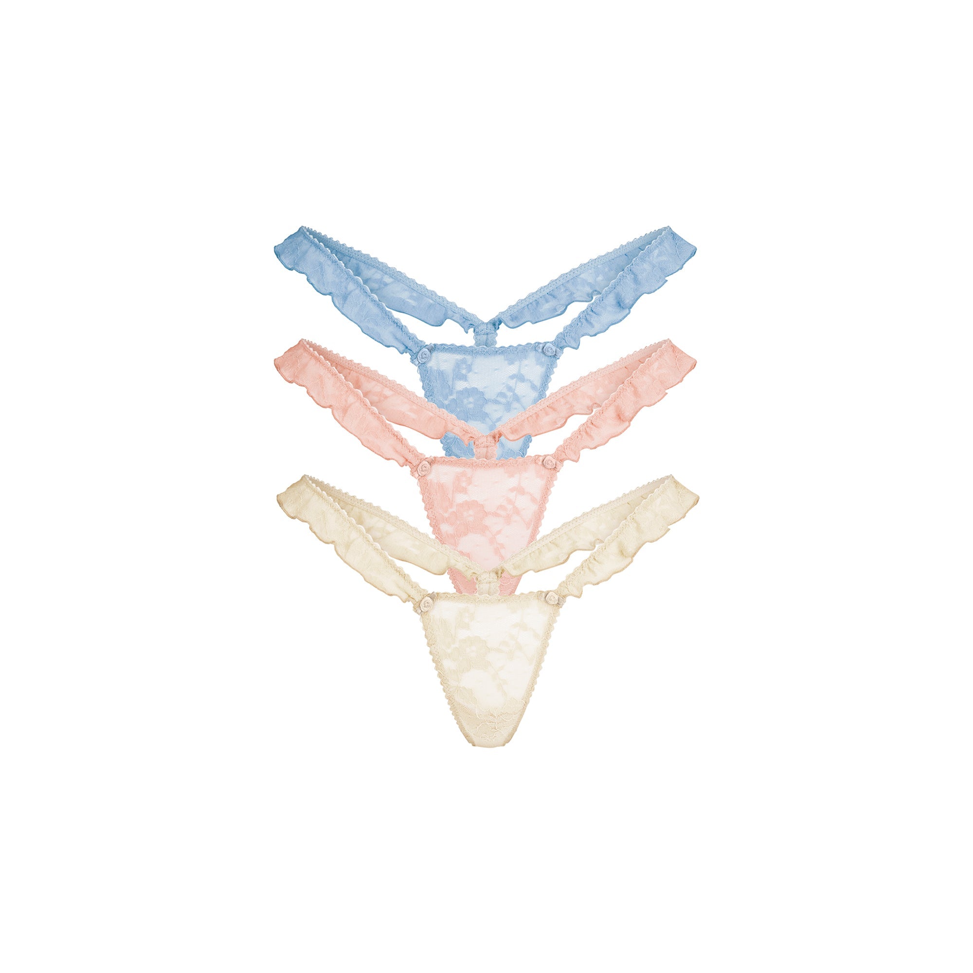 STRETCH LACE BUTTERFLY THONG 3-PACK | VILLA MULTI
