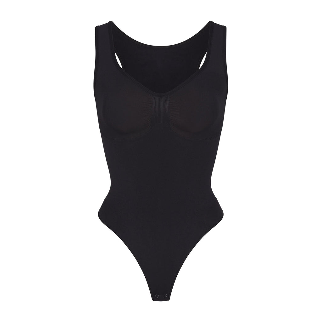 SEAMLESS SCULPT SCOOP NECK THONG BODYSUIT | ONYX