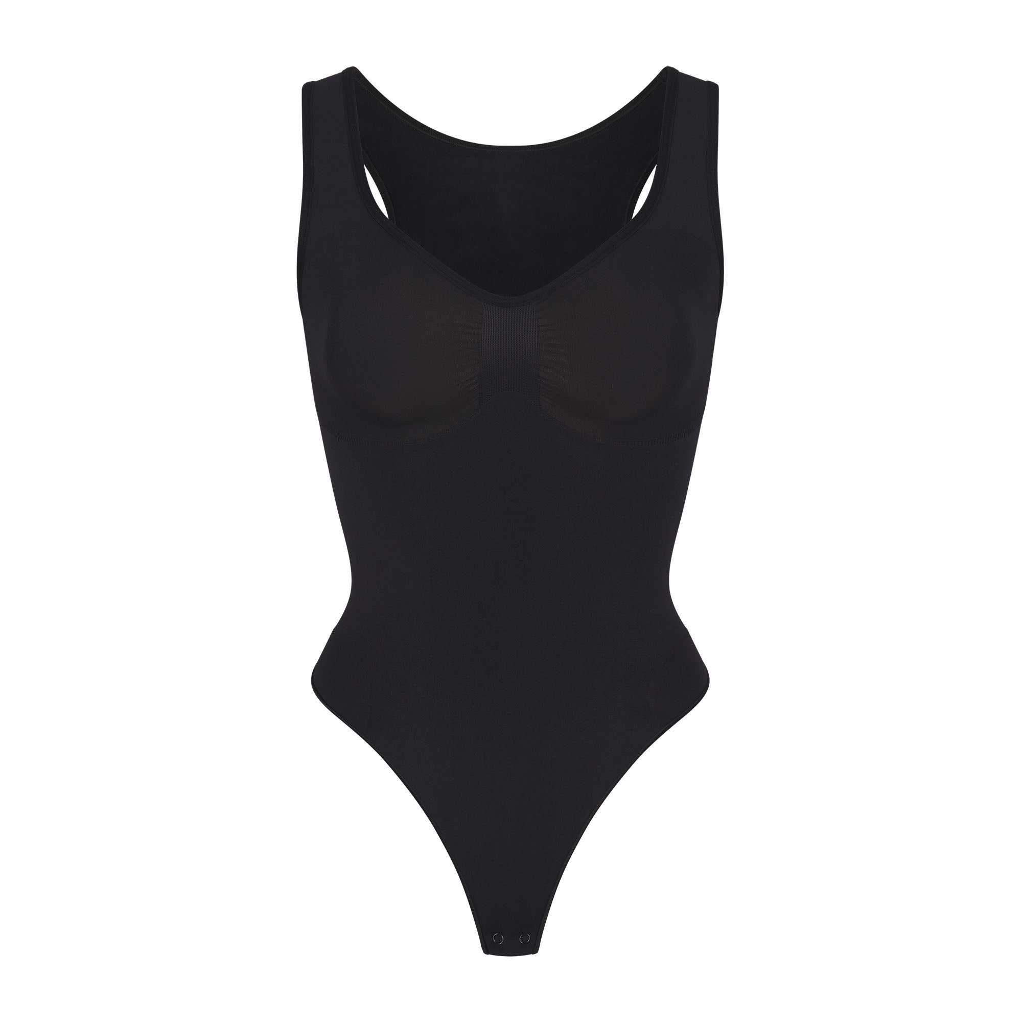 SEAMLESS SCULPT SCOOP NECK THONG BODYSUIT | ONYX