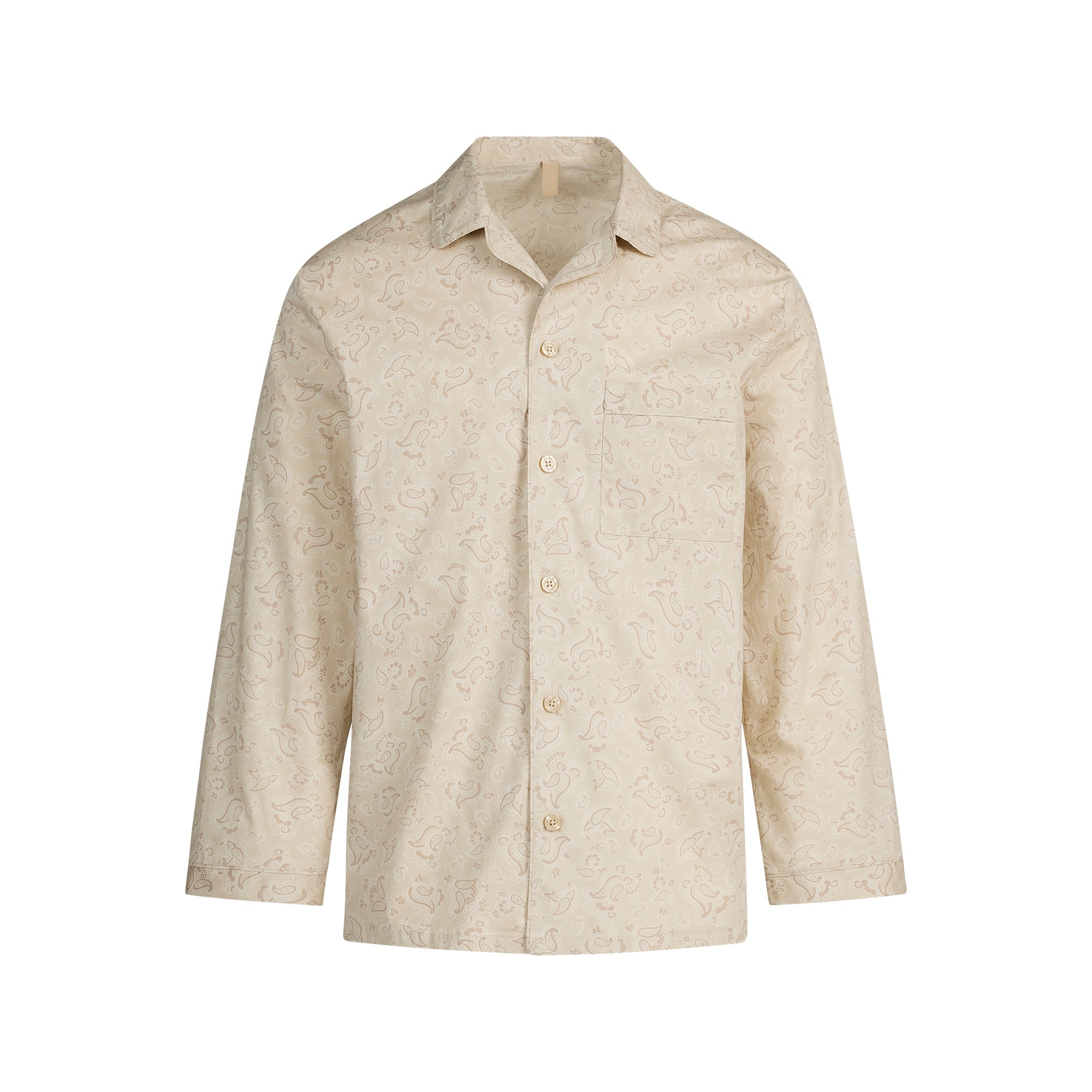 COTTON POPLIN MENS LONG SLEEP SET | TAN PAISLEY PRINT