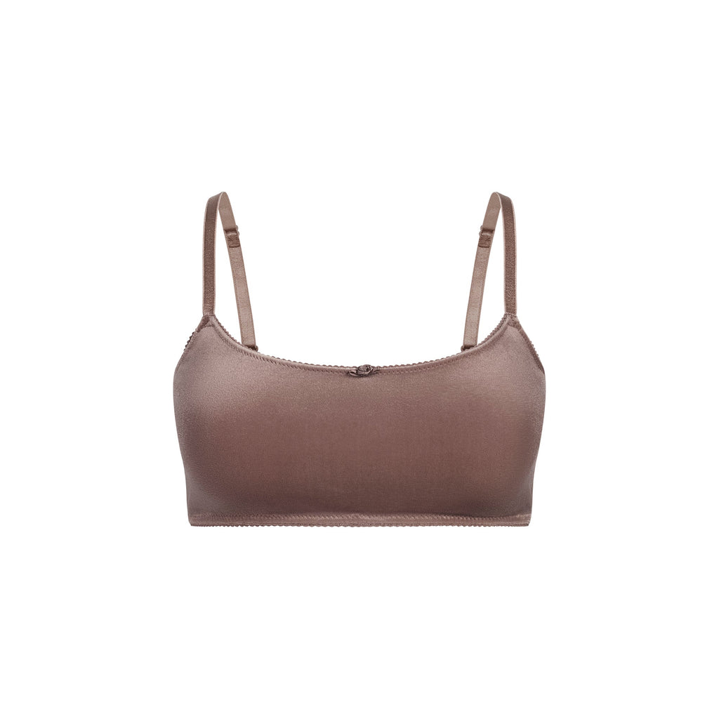 VELVET SWIM STRAIGHT NECK BIKINI TOP | UMBER