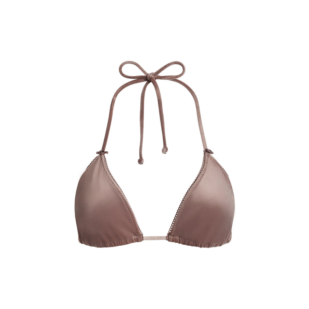VELVET SWIM TRIANGLE BIKINI TOP | UMBER