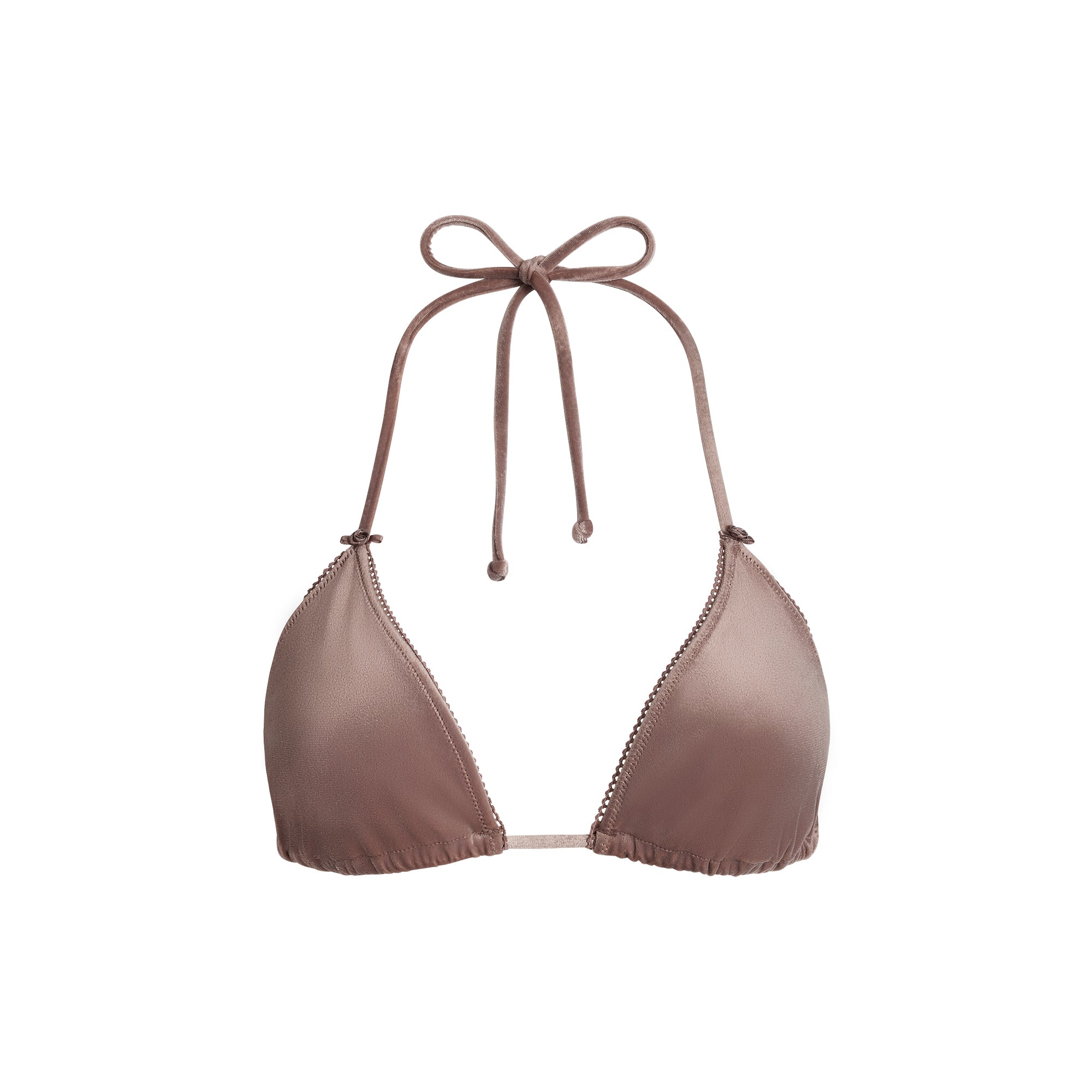 VELVET SWIM TRIANGLE BIKINI TOP | UMBER
