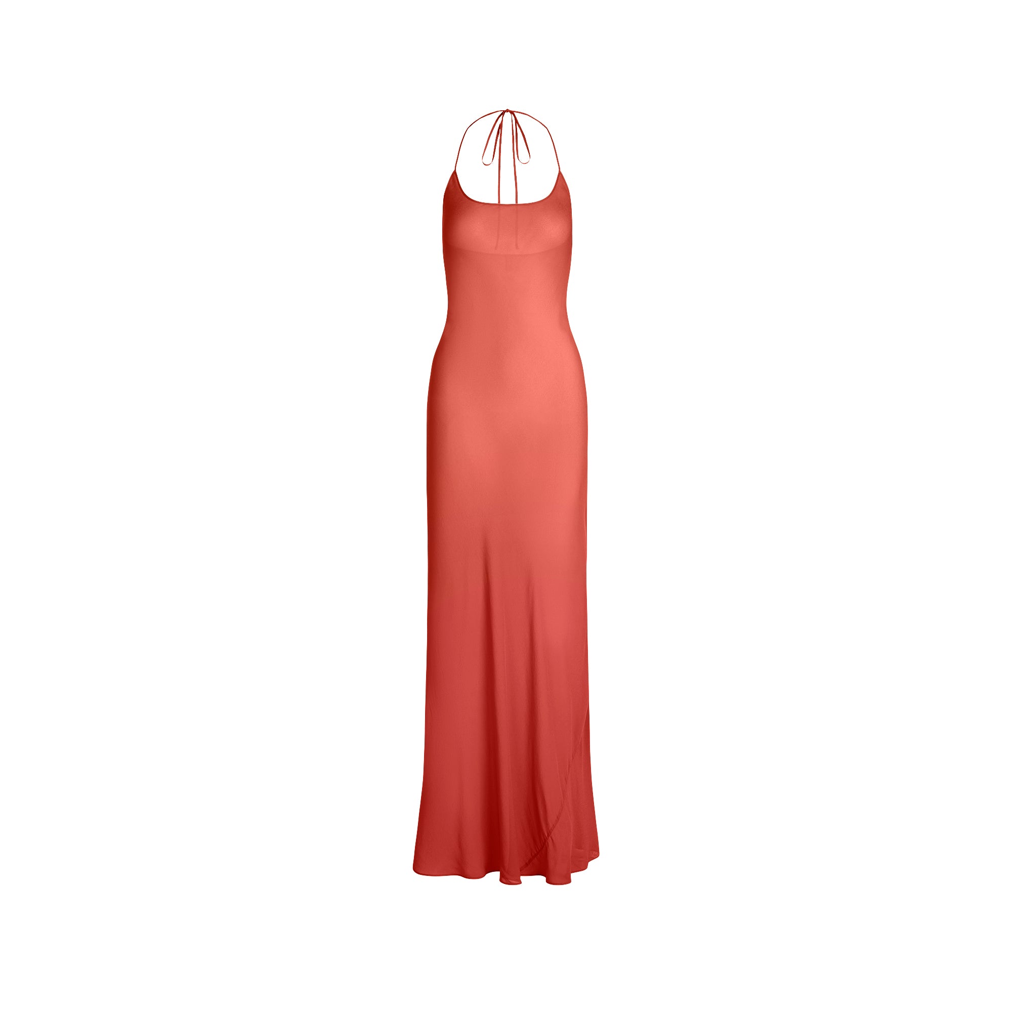 SHEER COVER-UPS LONG HALTER DRESS | AUBURN