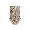 SIGNATURE SWIM STRAPLESS ONE PIECE | CHAMPAGNE LEOPARD PRINT