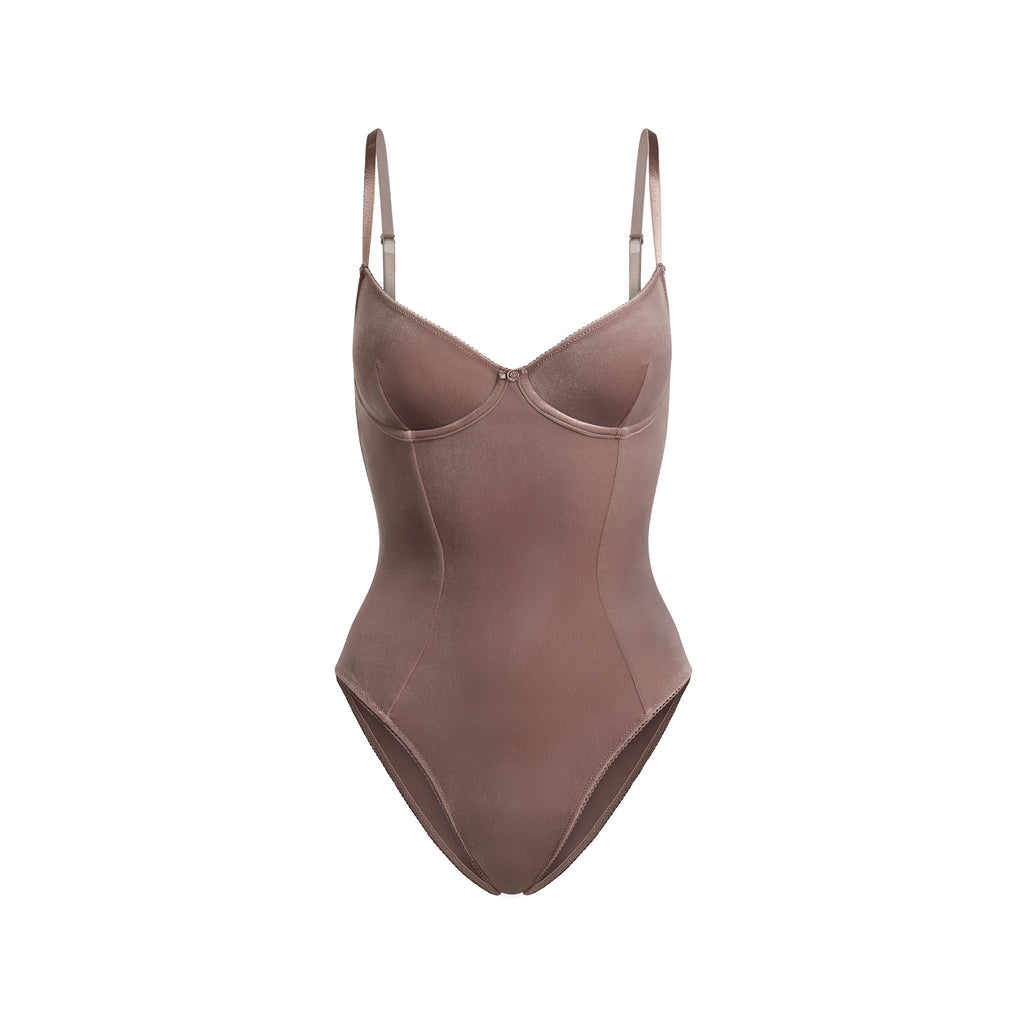 VELVET SWIM UNDERWIRE ONE PIECE | UMBER