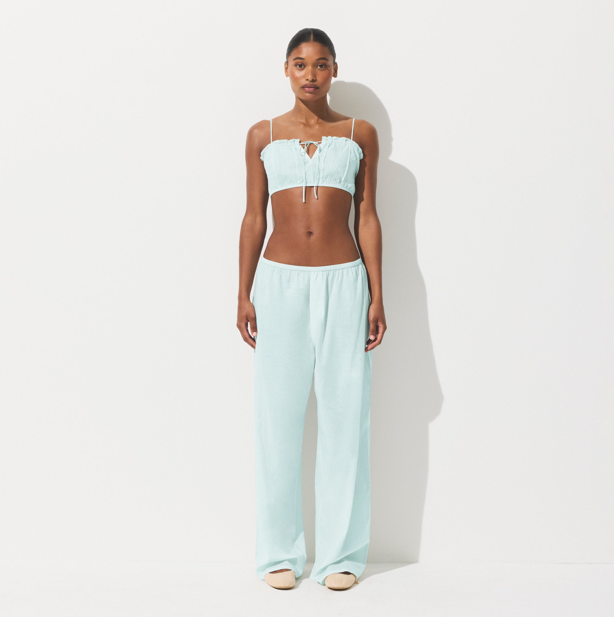 COTTON VOILE SUPER CROPPED CAMI | FROST