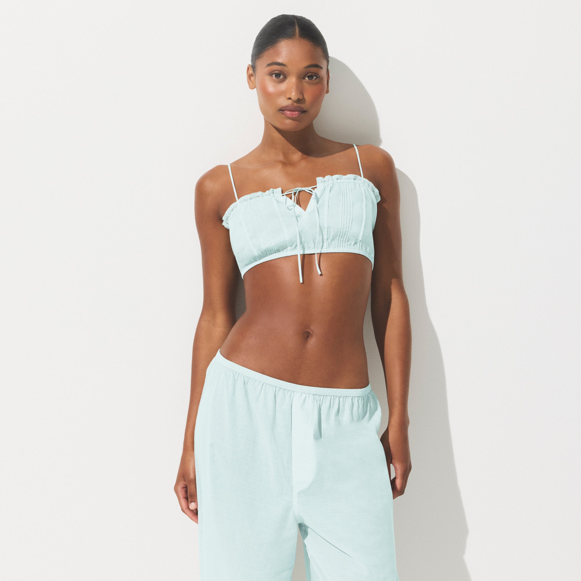 COTTON VOILE SUPER CROPPED CAMI | FROST