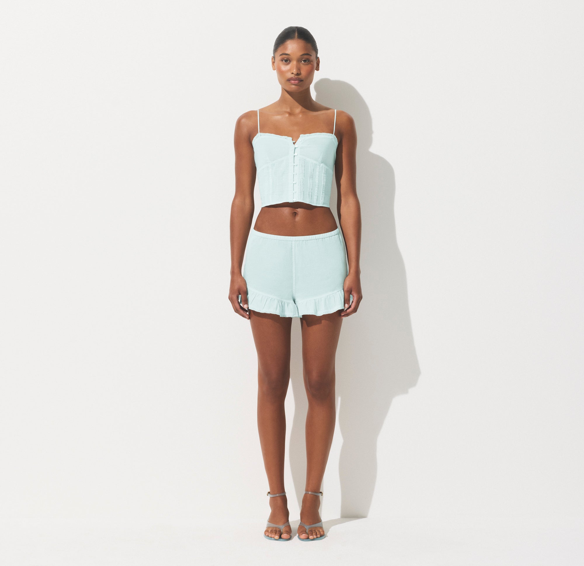 COTTON VOILE CROPPED CAMI | FROST
