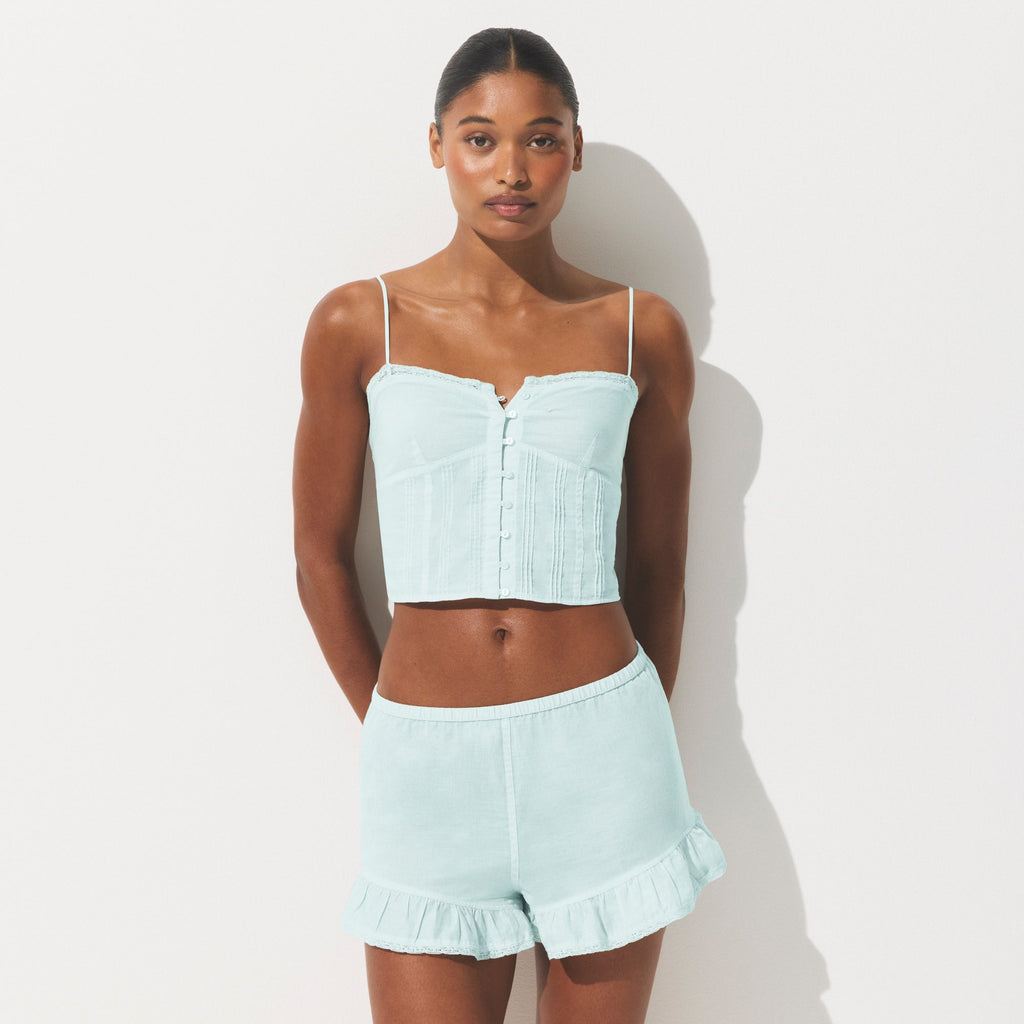 COTTON VOILE CROPPED CAMI | FROST