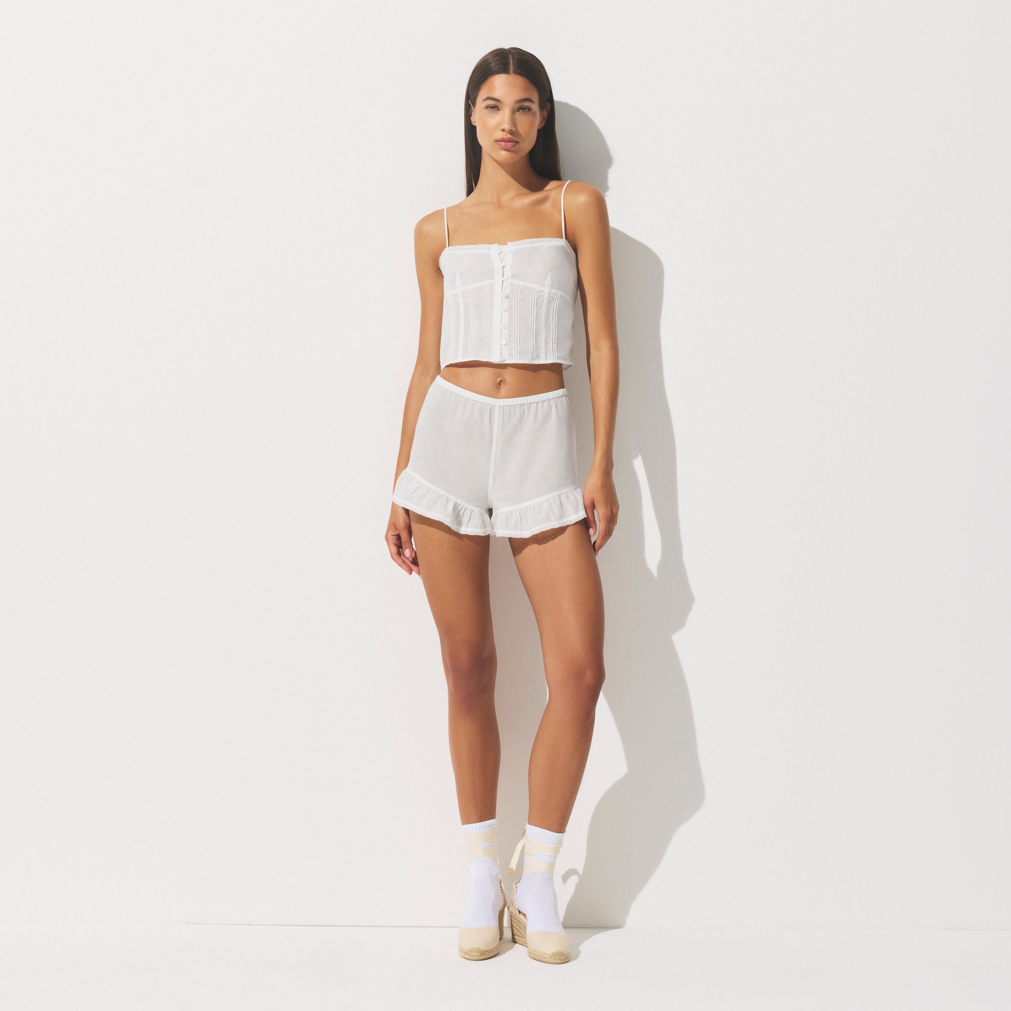 COTTON VOILE CROPPED CAMI | MARBLE