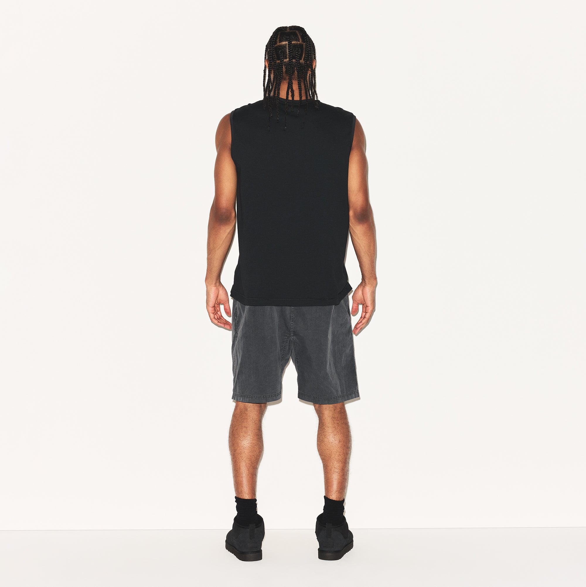 SKIMS COTTON MENS RELAXED SLEEVELESS SHIRT | ONYX