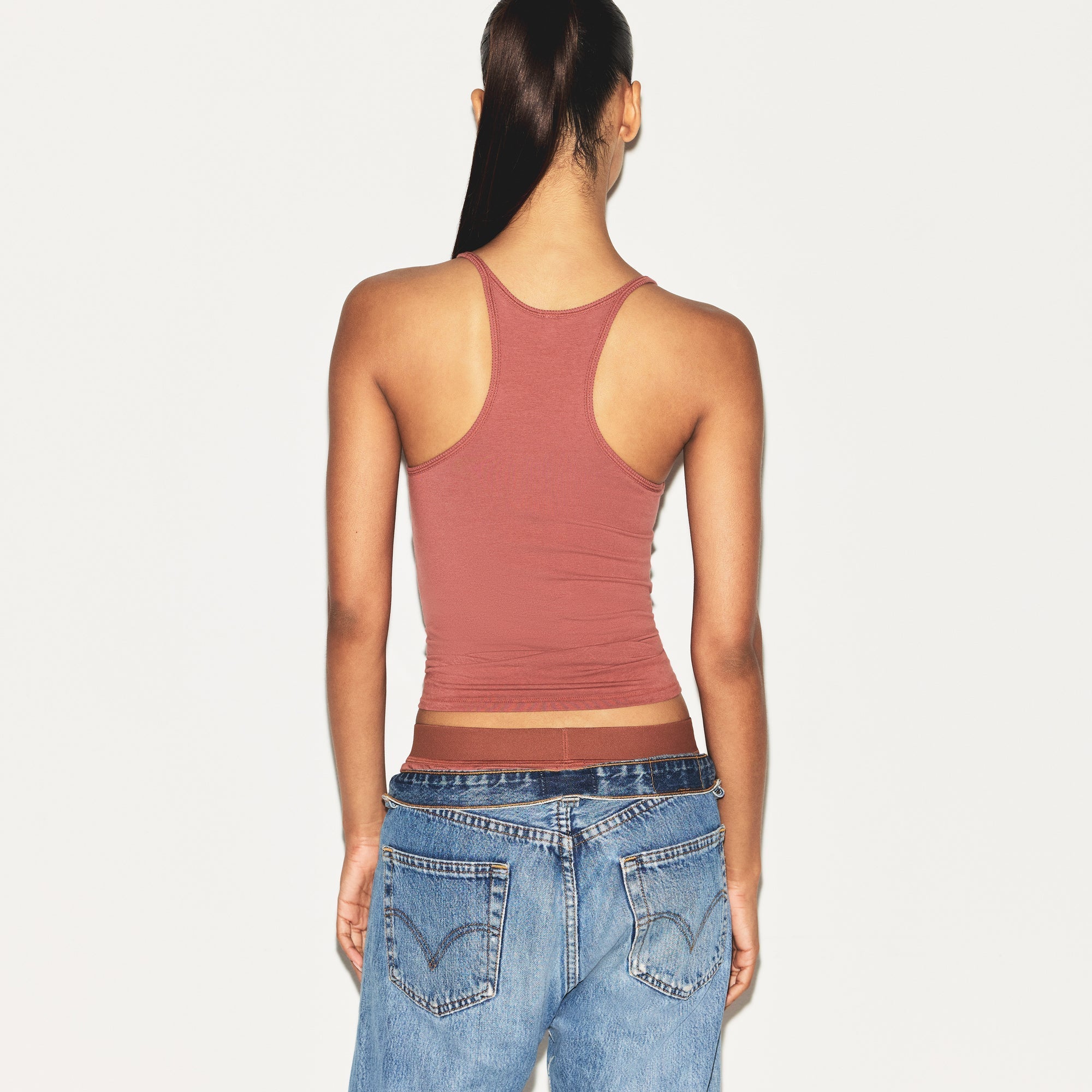 COTTON JERSEY RACERBACK TANK | REDWOOD