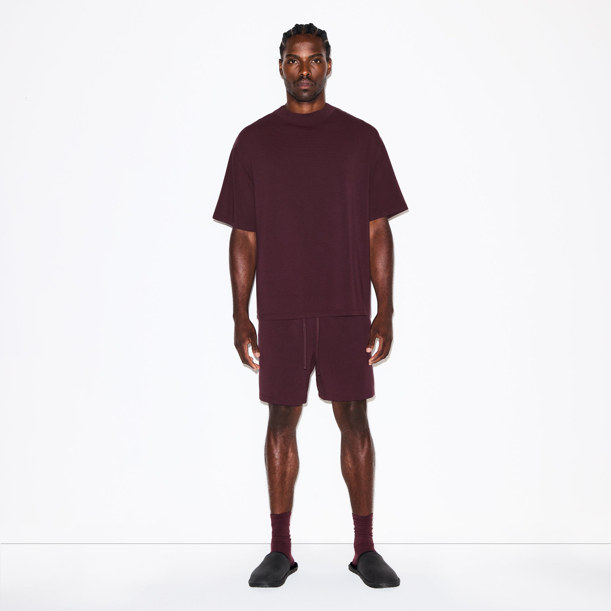 JERSEY LOUNGE MENS BOXY MOCK NECK | CURRANT