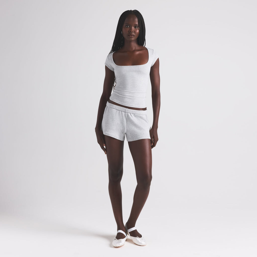 COTTON JERSEY SCOOP NECK T-SHIRT | LIGHT HEATHER GREY