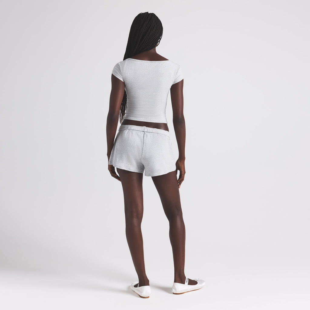 COTTON JERSEY SCOOP NECK T-SHIRT | LIGHT HEATHER GREY