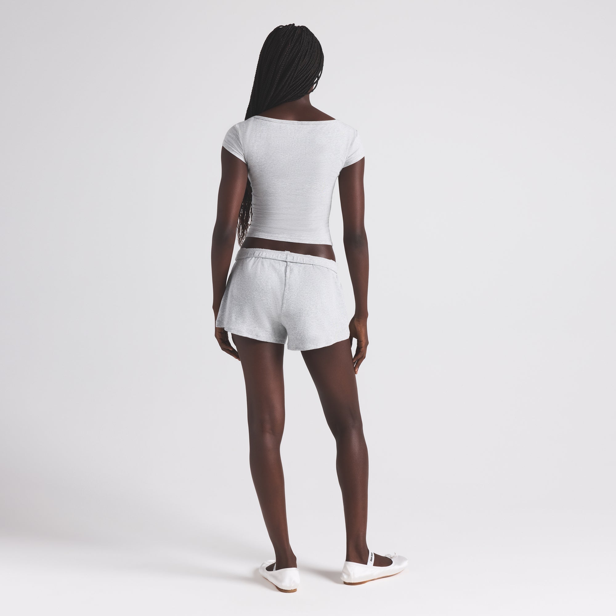 COTTON JERSEY SCOOP NECK T-SHIRT | LIGHT HEATHER GREY