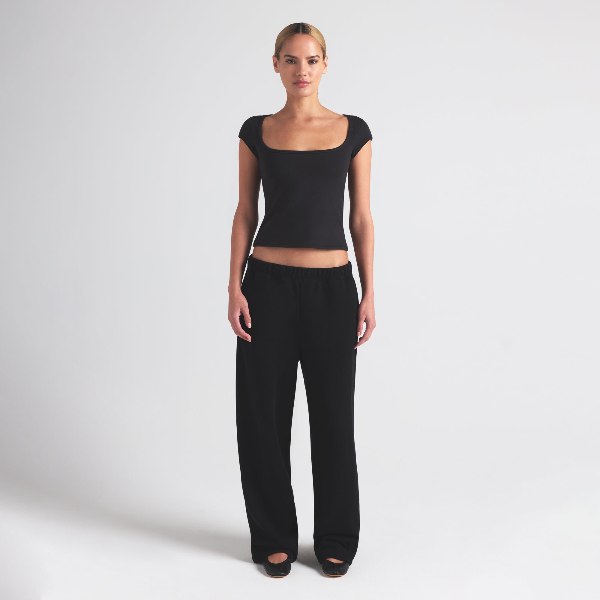 COTTON JERSEY SCOOP NECK T-SHIRT | SOOT