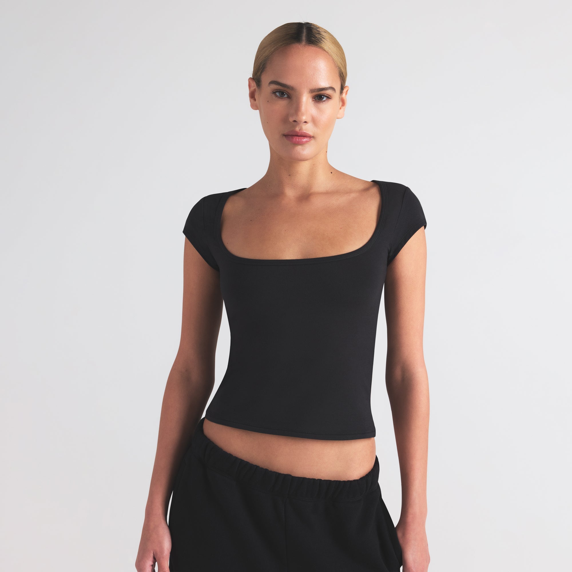 COTTON JERSEY SCOOP NECK T-SHIRT | SOOT