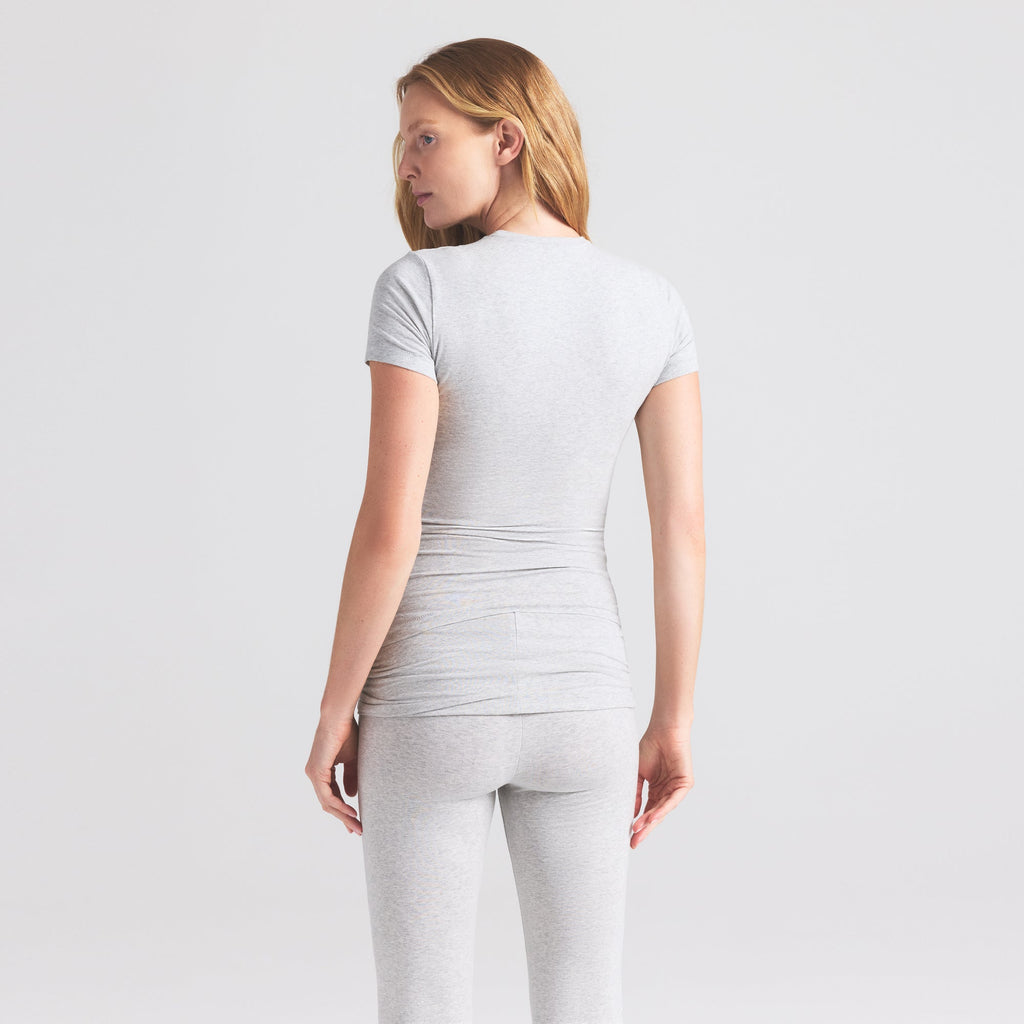 COTTON JERSEY MATERNITY T-SHIRT | LIGHT HEATHER GREY