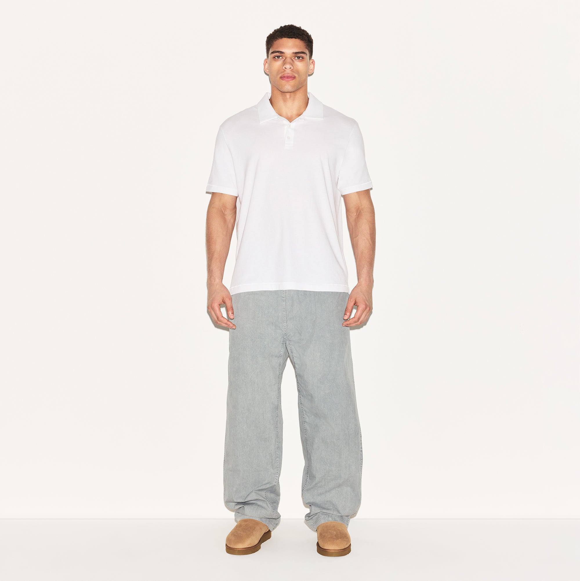 SKIMS COTTON MENS RELAXED POLO | CHALK