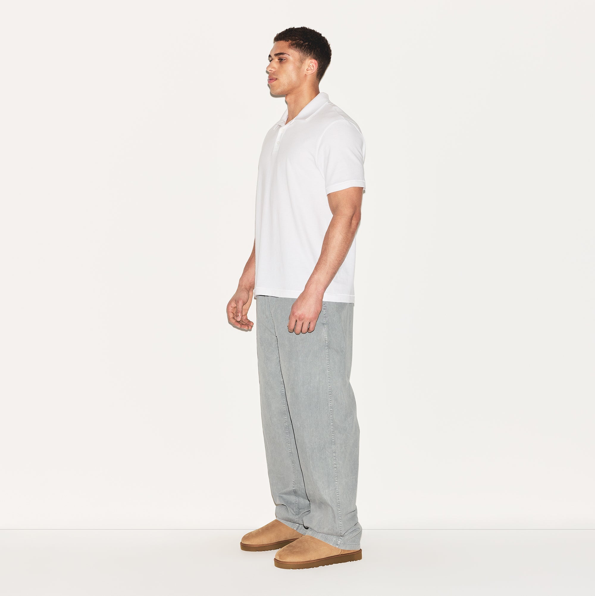 SKIMS COTTON MENS RELAXED POLO | CHALK