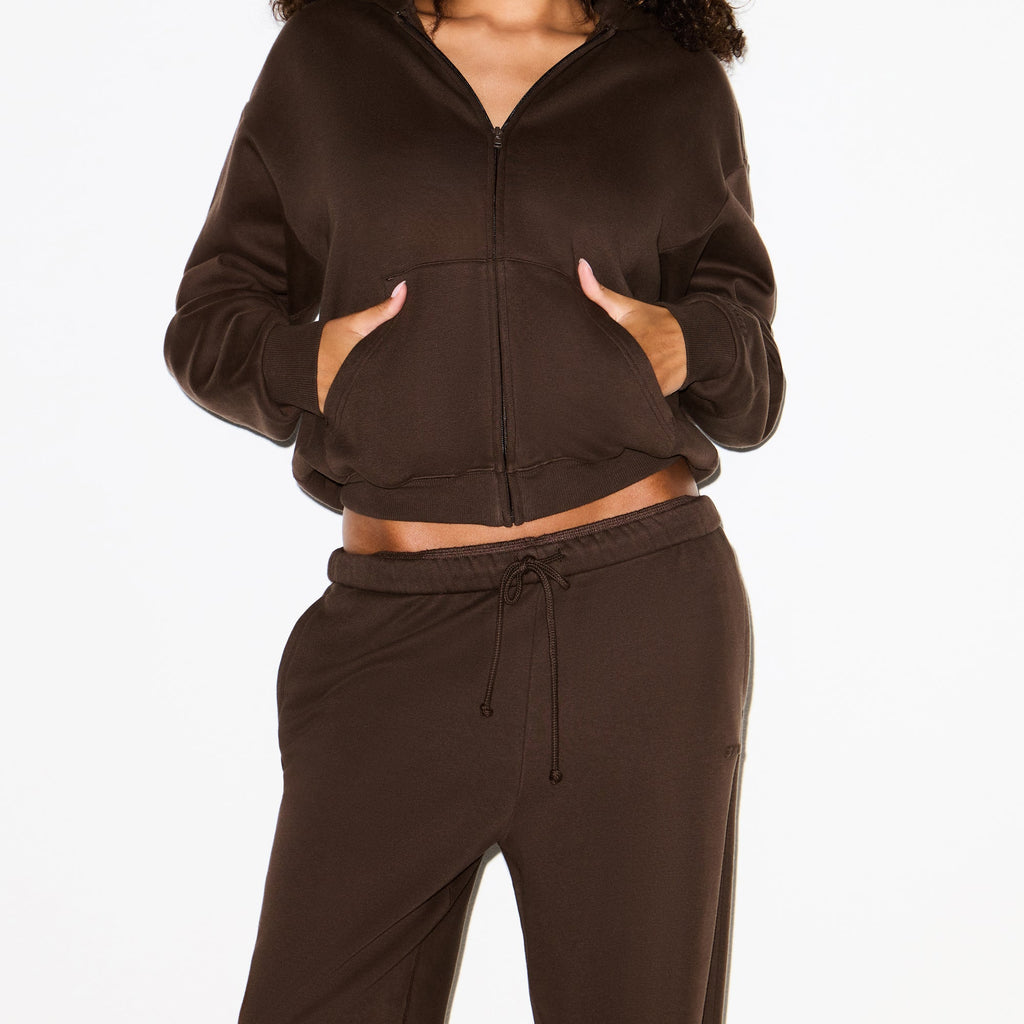 COTTON FLEECE CLASSIC STRAIGHT LEG PANT | DARK SEPIA