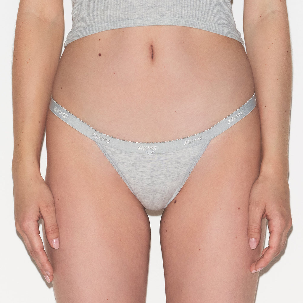 LIGHTWEIGHT COTTON LOGO PICOT THONG 7-PACK | SNOW MINERAL MULTI