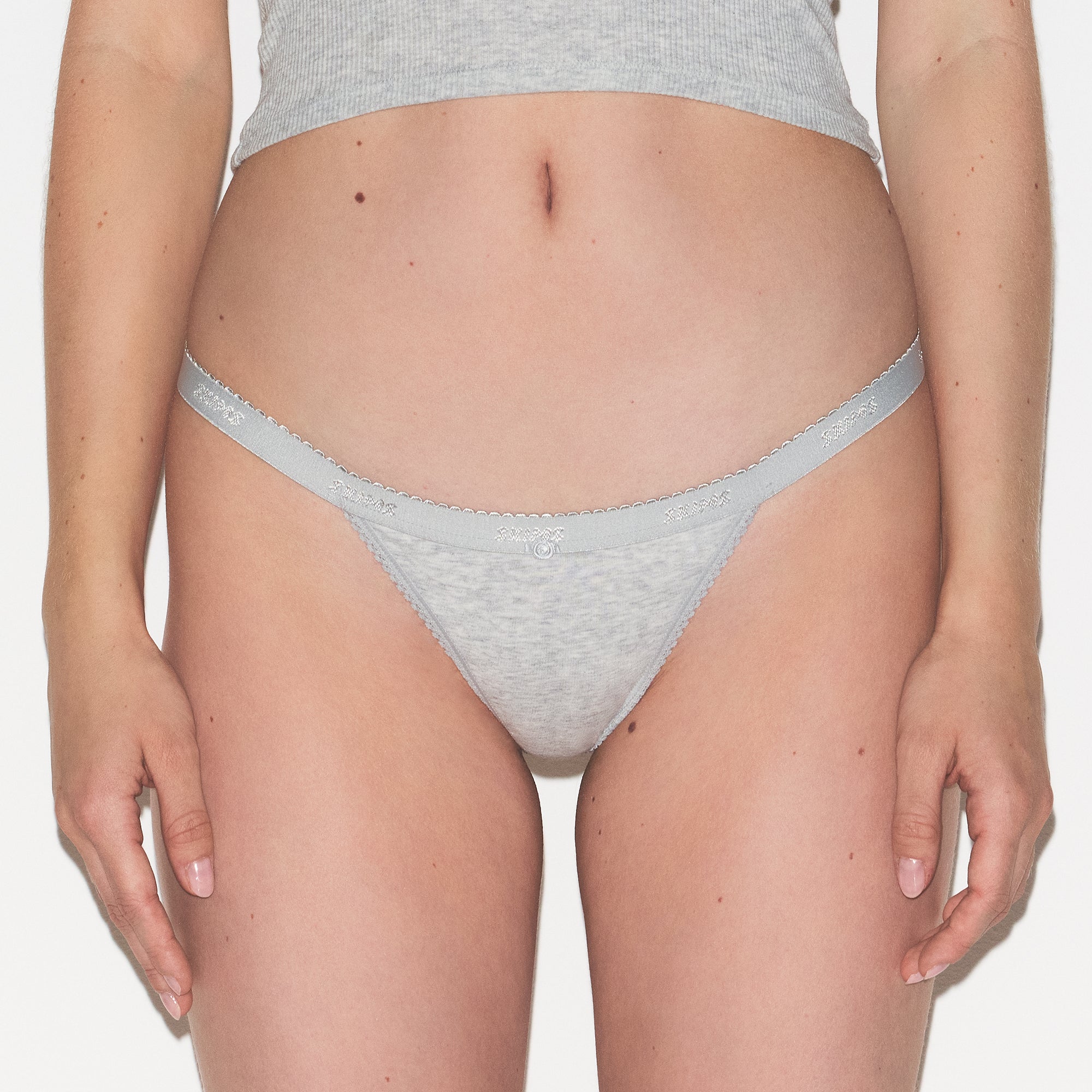 LIGHTWEIGHT COTTON LOGO PICOT THONG 7-PACK | SNOW MINERAL MULTI