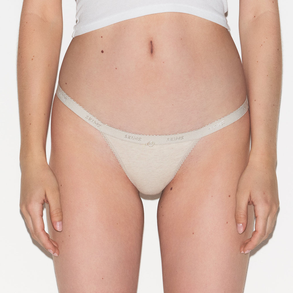 LIGHTWEIGHT COTTON LOGO PICOT THONG 7-PACK | SNOW MINERAL MULTI